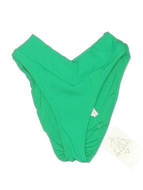 NEW BECCA Bright Green Ribbed V-Front Bikini Bottoms Size Small